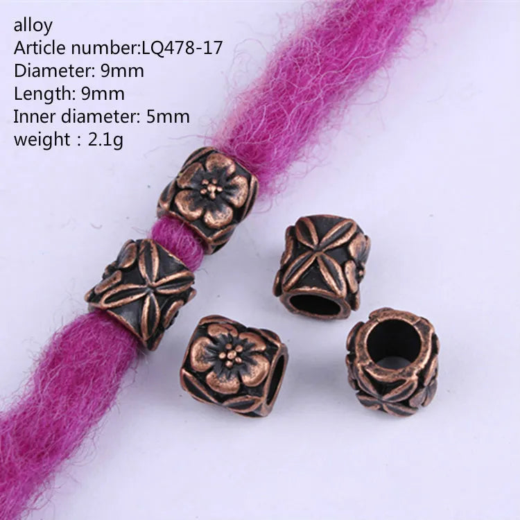 5Pcs/bag Metal Hair Braid Rings Dreadlock Beads Cuffs Tubes 3D Charms Dreadlock Dread Hair Braids Jewelry Decoration Accessories