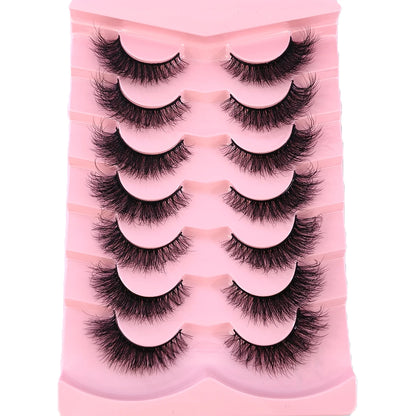 New 7 Pairs Mink Lashes Natural Look False Eyelashes Wispy Cat Eye Lashes Fluffy 3D Mink Lashes Natural Fake Lashes Strip Lashes