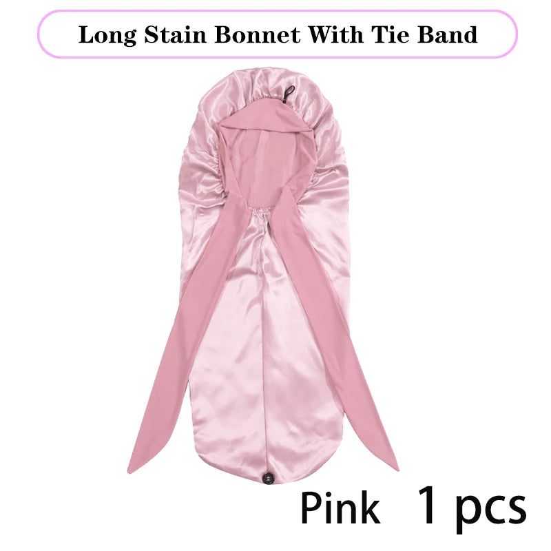 Leopard Print Satin Sleep Cap For Long Hair And Dreadlock Extra Large Silky Bonnet With Long Wide Tie For Women Sleeping Bonnet