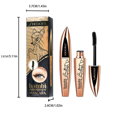 5D Thick and Long Black Silk Fiber Deer Eye Black Large Capacity Eye Makeup: Black Cosmetics Beauty Eye Makeup