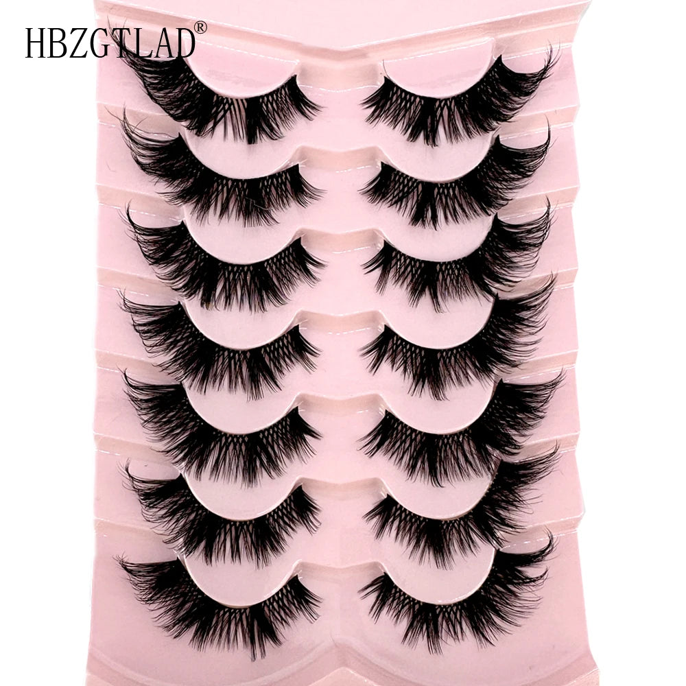 NEW 7Pairs Cat Eye Lashes Faux Mink Eyelashes Natural long Full Strip Lashes Winged End Eye Elongated Fake Lashes Soft Eyelashes