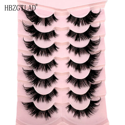 NEW 7Pairs Cat Eye Lashes Faux Mink Eyelashes Natural long Full Strip Lashes Winged End Eye Elongated Fake Lashes Soft Eyelashes
