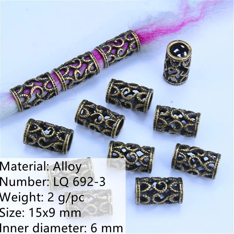 5Pcs/bag Metal Hair Braid Rings Dreadlock Beads Cuffs Tubes 3D Charms Dreadlock Dread Hair Braids Jewelry Decoration Accessories