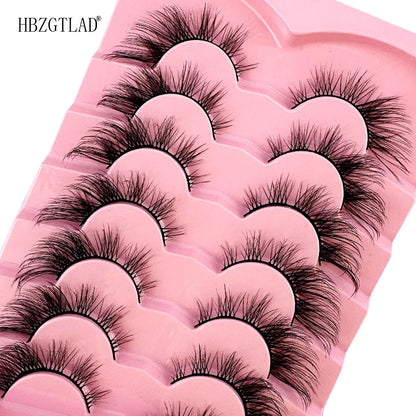 NEW 7Pairs Cat Eye Lashes Faux Mink Eyelashes Natural long Full Strip Lashes Winged End Eye Elongated Fake Lashes Soft Eyelashes