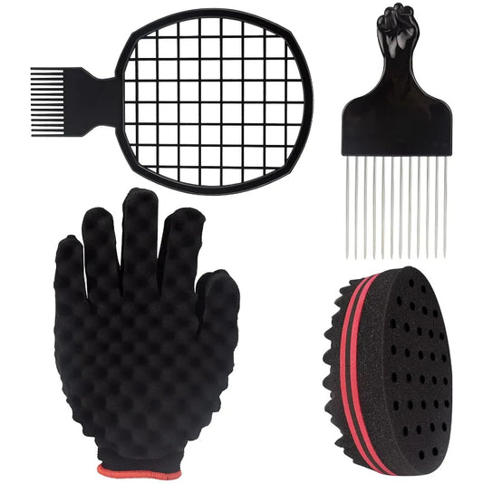 Barber Shop Men Hair Braider Twist Sponge Gloves African Hair Styling Fork Comb Hair Curls Foam For Salon Hairdressing Tools