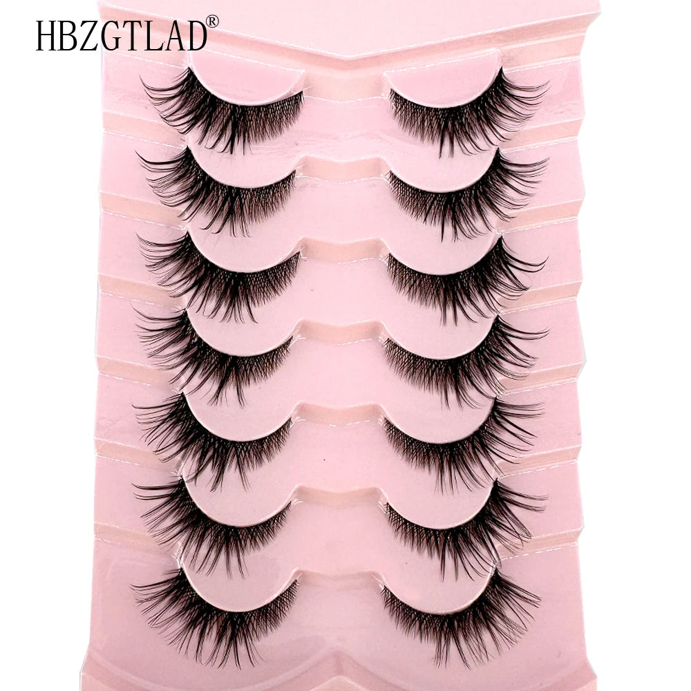 NEW 7Pairs Cat Eye Lashes Faux Mink Eyelashes Natural long Full Strip Lashes Winged End Eye Elongated Fake Lashes Soft Eyelashes