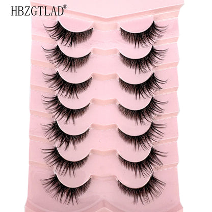 NEW 7Pairs Cat Eye Lashes Faux Mink Eyelashes Natural long Full Strip Lashes Winged End Eye Elongated Fake Lashes Soft Eyelashes