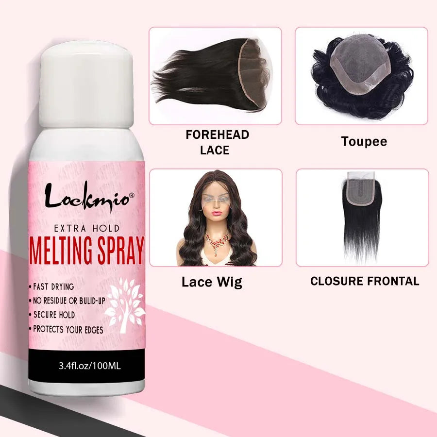 LOCKMIO Melting Spray Glue Adhesive Remover Edge Control Wax Stick Band Brush Hair Extension Kit For Lace Wig