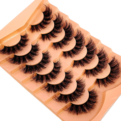 Mink Lashes Natural Look False Eyelashes Wispy Cat Eye Lashes Fluffy 3D Mink Lashes Natural Fake Lashes Strip Lashes Pack 7Pairs
