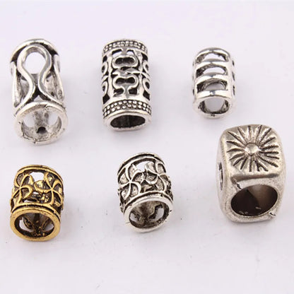 5Pcs/bag Metal Hair Braid Rings Dreadlock Beads Cuffs Tubes 3D Charms Dreadlock Dread Hair Braids Jewelry Decoration Accessories