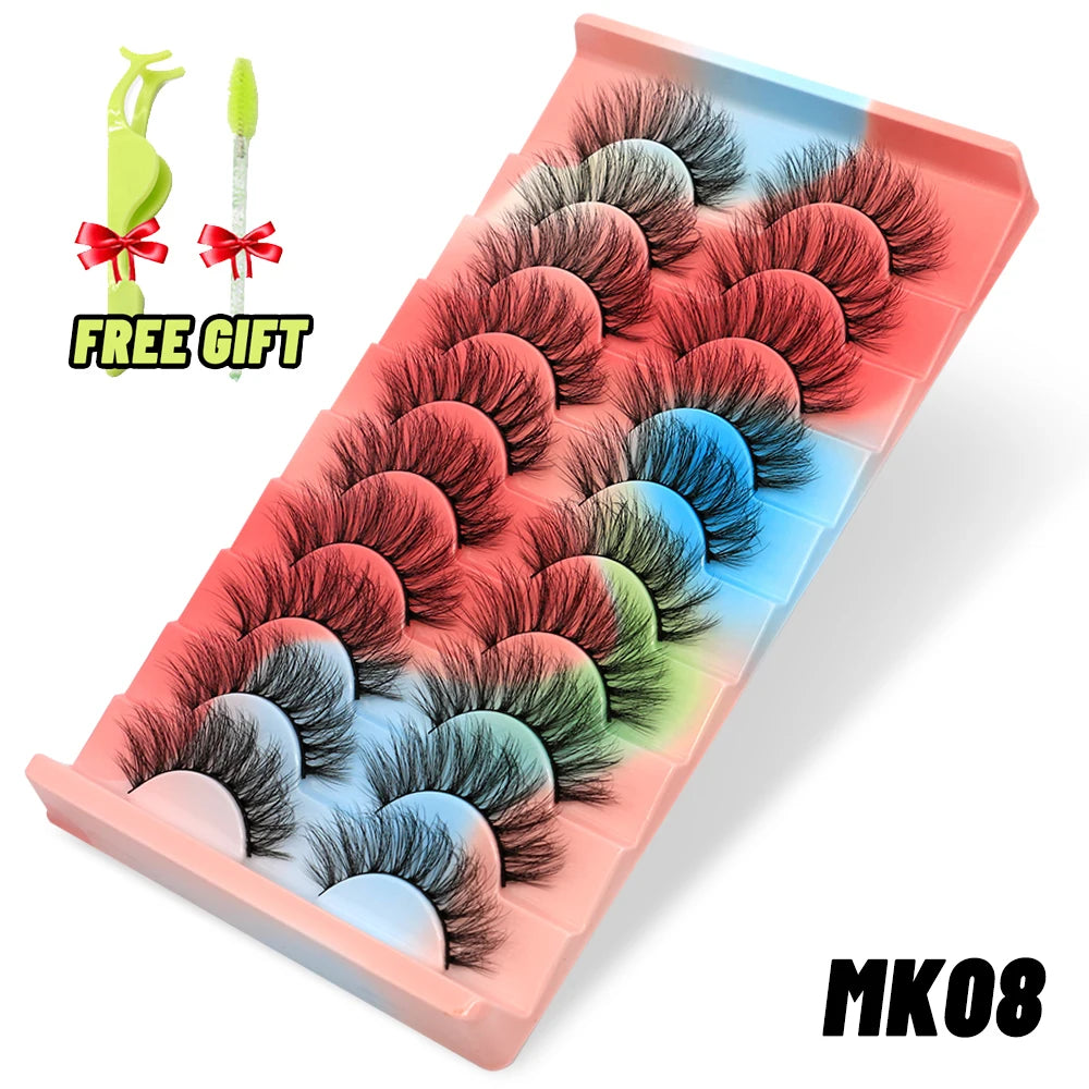 Lashes 5/10 Pairs 3D Mink Lashes Fluffy Soft Wispy Volume Natural long E-girls False Eyelashes Eye Lashes Reusable lashes Makeup