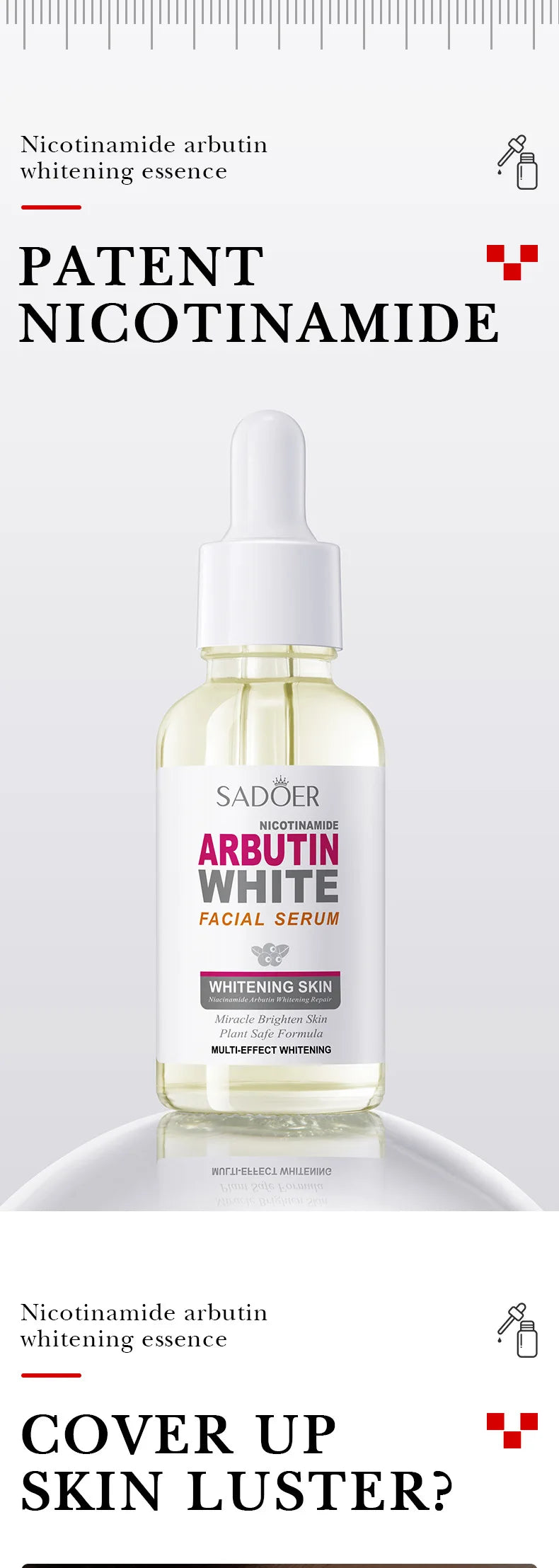 SADOER Arbutin Face Serum Moisturizing Nourishing Firming Brightening Face Serum Facial Essence Skin Care Products