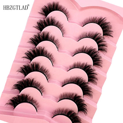 NEW 7Pairs Cat Eye Lashes Faux Mink Eyelashes Natural long Full Strip Lashes Winged End Eye Elongated Fake Lashes Soft Eyelashes