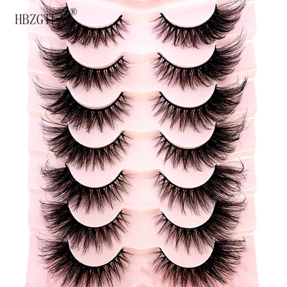 NEW 7Pairs Cat Eye Lashes Faux Mink Eyelashes Natural long Full Strip Lashes Winged End Eye Elongated Fake Lashes Soft Eyelashes