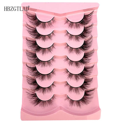 NEW 7Pairs Cat Eye Lashes Faux Mink Eyelashes Natural long Full Strip Lashes Winged End Eye Elongated Fake Lashes Soft Eyelashes