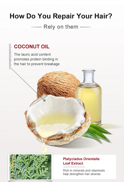 PURC Coconut Oil Hair Mask Repair Damaged Frizz Smoothing Nourishing Keratin Hair Treatments Masks Hair Care Products