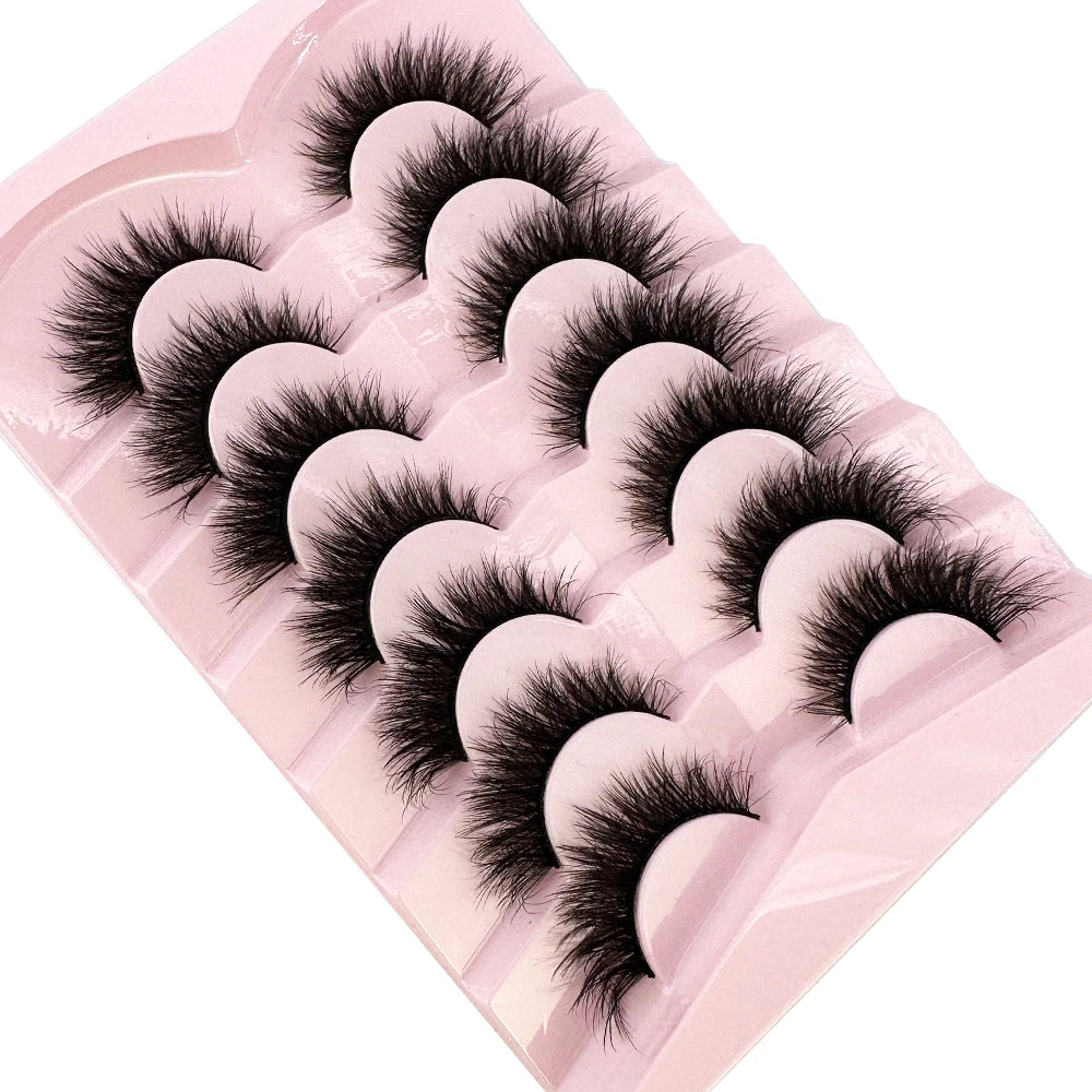 Mink Lashes Natural Look False Eyelashes Wispy Cat Eye Lashes Fluffy 3D Mink Lashes Natural Fake Lashes Strip Lashes Pack 7Pairs