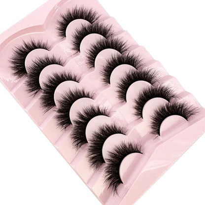 Mink Lashes Natural Look False Eyelashes Wispy Cat Eye Lashes Fluffy 3D Mink Lashes Natural Fake Lashes Strip Lashes Pack 7Pairs