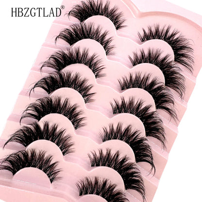 NEW 7Pairs Cat Eye Lashes Faux Mink Eyelashes Natural long Full Strip Lashes Winged End Eye Elongated Fake Lashes Soft Eyelashes