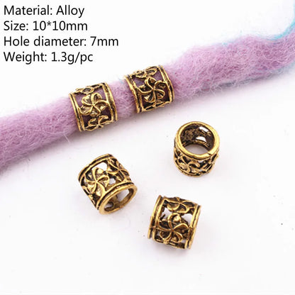 5Pcs/bag Metal Hair Braid Rings Dreadlock Beads Cuffs Tubes 3D Charms Dreadlock Dread Hair Braids Jewelry Decoration Accessories
