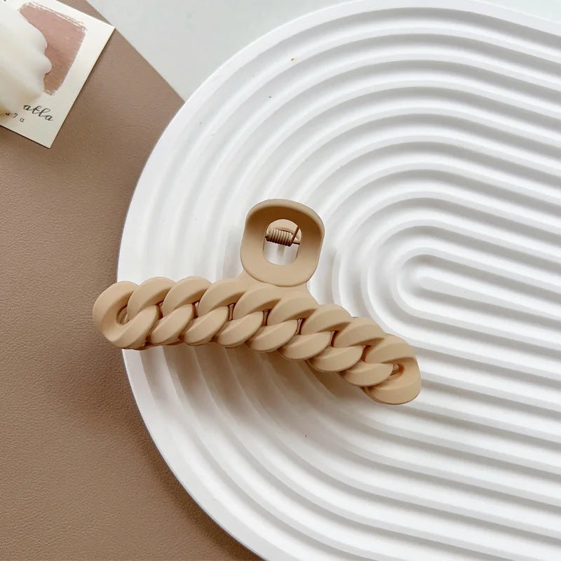 Vintage Chain Hair Claw Grab Clip Acrylic Large Hair Claw Hairpin Geometric Barrettes Crab Girl Headwear Hair Accessories