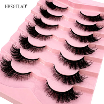 NEW 7Pairs Cat Eye Lashes Faux Mink Eyelashes Natural long Full Strip Lashes Winged End Eye Elongated Fake Lashes Soft Eyelashes