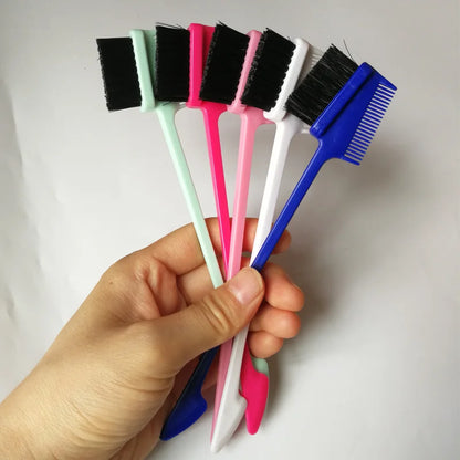 10PCS Multicolor Double Sided 3 in 1 Edge Control Hair Comb Hair Styling Eyebrow Combing Hair Brush Hairdressing Beauty Tools