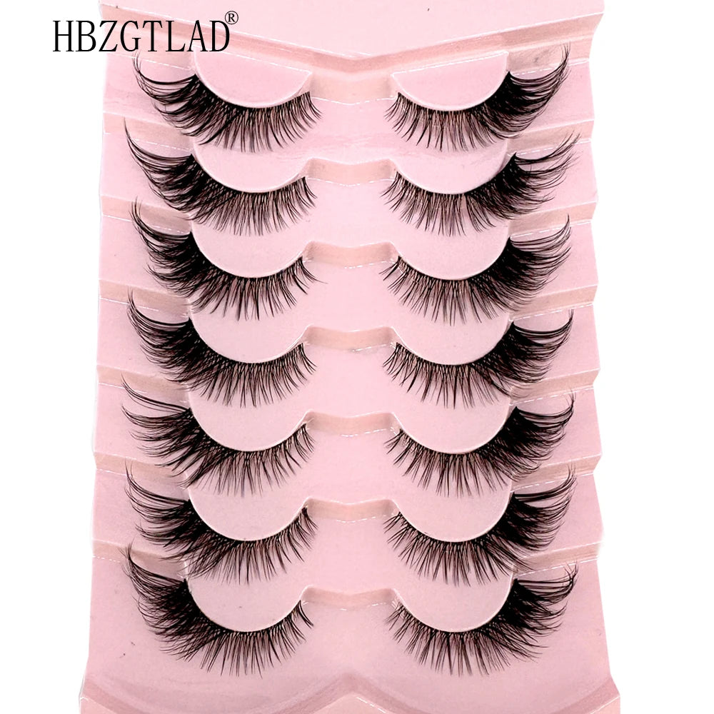 NEW 7Pairs Cat Eye Lashes Faux Mink Eyelashes Natural long Full Strip Lashes Winged End Eye Elongated Fake Lashes Soft Eyelashes