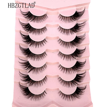 NEW 7Pairs Cat Eye Lashes Faux Mink Eyelashes Natural long Full Strip Lashes Winged End Eye Elongated Fake Lashes Soft Eyelashes