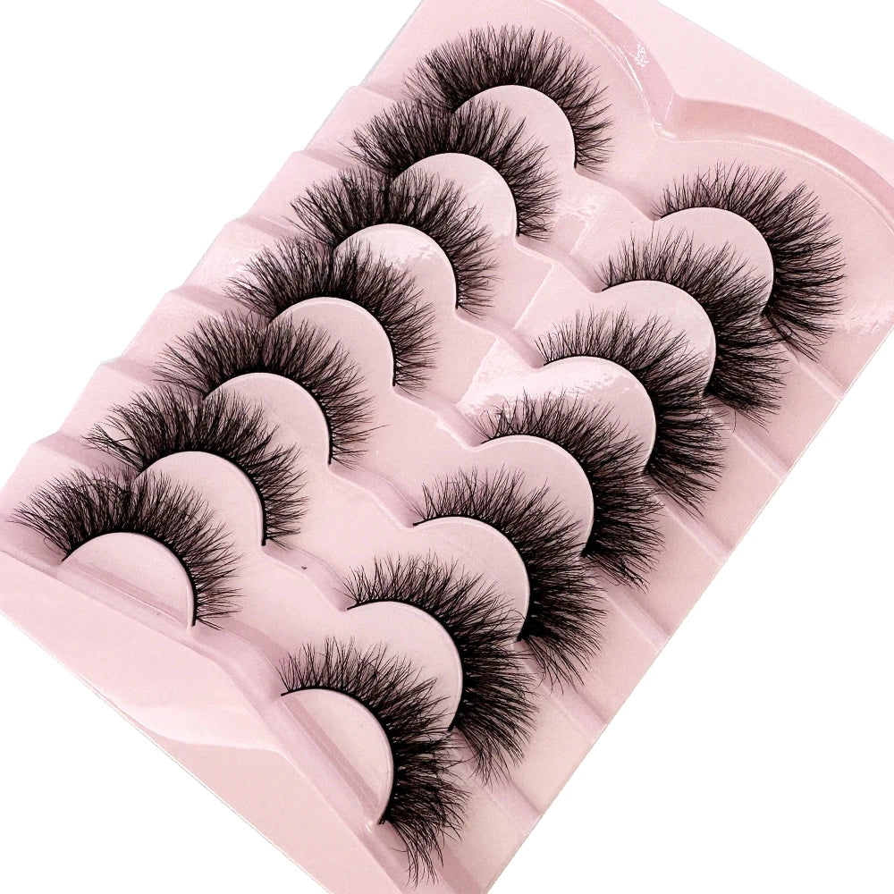 Mink Lashes Natural Look False Eyelashes Wispy Cat Eye Lashes Fluffy 3D Mink Lashes Natural Fake Lashes Strip Lashes Pack 7Pairs