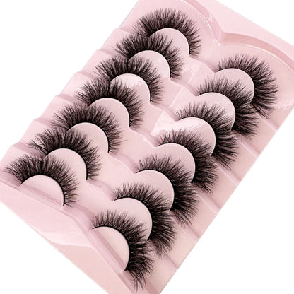Mink Lashes Natural Look False Eyelashes Wispy Cat Eye Lashes Fluffy 3D Mink Lashes Natural Fake Lashes Strip Lashes Pack 7Pairs