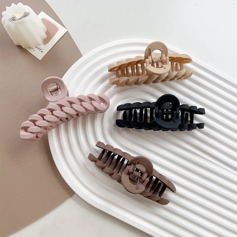 Vintage Chain Hair Claw Grab Clip Acrylic Large Hair Claw Hairpin Geometric Barrettes Crab Girl Headwear Hair Accessories