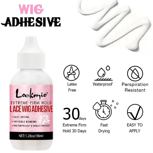 LOCKMIO Wig Glue Waterproof Adhesive for Bonding Lace Toupee Front Closure 6pcs/set Travel Size Wigs Extension Kit for Beginners