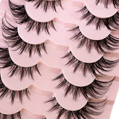 NEW 7Pairs Cat Eye Lashes Faux Mink Eyelashes Natural long Full Strip Lashes Winged End Eye Elongated Fake Lashes Soft Eyelashes