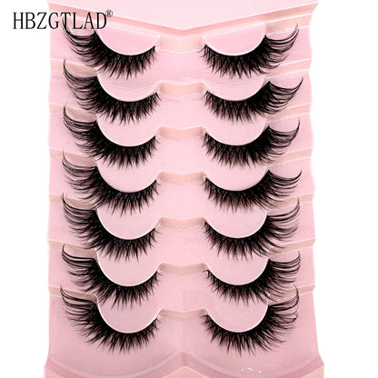 NEW 7Pairs Cat Eye Lashes Faux Mink Eyelashes Natural long Full Strip Lashes Winged End Eye Elongated Fake Lashes Soft Eyelashes