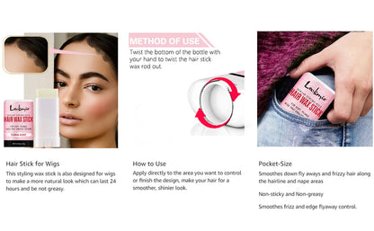 LOCKMIO Floral Scent Wax Stick Styling Smoothing Hair Pomade With Edge Control Brush Kit Anti-Frizz Flyaways For Natural Wigs