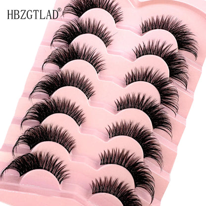 NEW 7Pairs Cat Eye Lashes Faux Mink Eyelashes Natural long Full Strip Lashes Winged End Eye Elongated Fake Lashes Soft Eyelashes