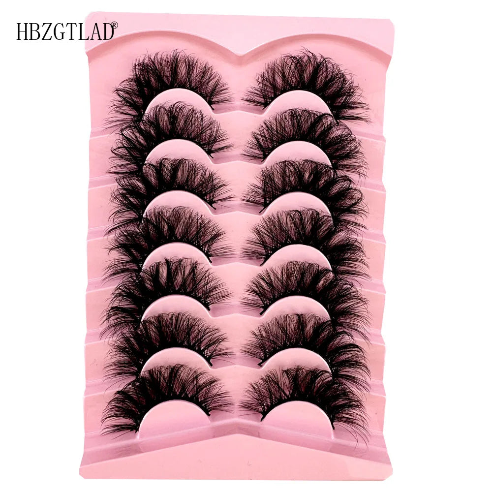 NEW 7Pairs Cat Eye Lashes Faux Mink Eyelashes Natural long Full Strip Lashes Winged End Eye Elongated Fake Lashes Soft Eyelashes