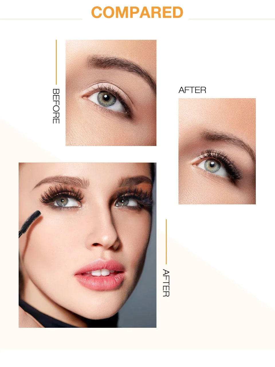 3D Mascara Lengthening Black Lash Eyelash Extension Eye Lashes Brush Beauty Makeup Long-wearing Gold Color Mascara