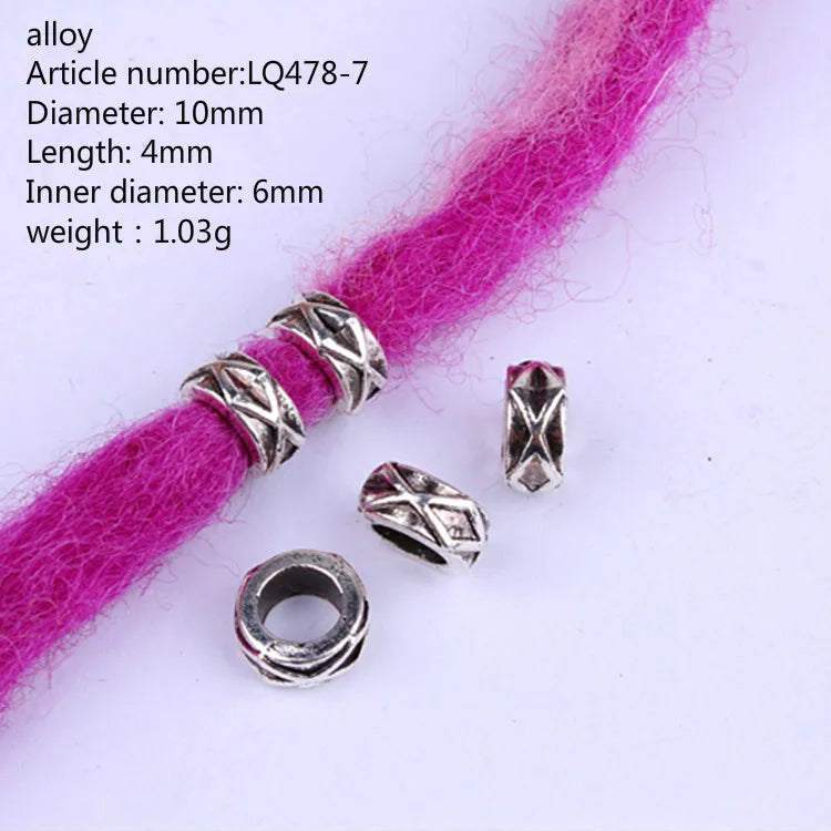 5Pcs/bag Metal Hair Braid Rings Dreadlock Beads Cuffs Tubes 3D Charms Dreadlock Dread Hair Braids Jewelry Decoration Accessories