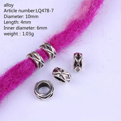 5Pcs/bag Metal Hair Braid Rings Dreadlock Beads Cuffs Tubes 3D Charms Dreadlock Dread Hair Braids Jewelry Decoration Accessories