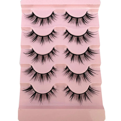 NEW 5Pairs Cosplay Anime Eyelashes Makeup Women Manga Lashes Dramatic Fairy Clusters False Lashes Wet Look Fake Lashes