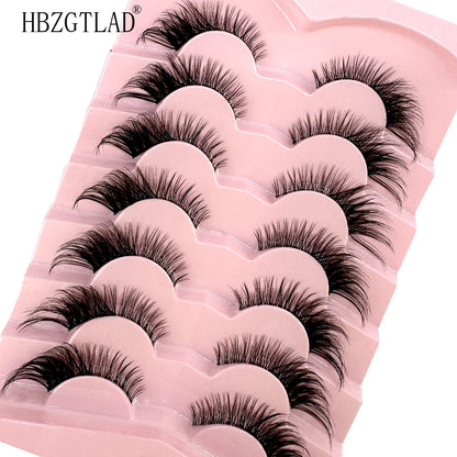 NEW 7Pairs Cat Eye Lashes Faux Mink Eyelashes Natural long Full Strip Lashes Winged End Eye Elongated Fake Lashes Soft Eyelashes