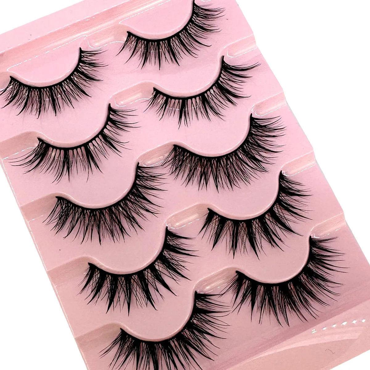 NEW 5Pairs Cosplay Anime Eyelashes Makeup Women Manga Lashes Dramatic Fairy Clusters False Lashes Wet Look Fake Lashes