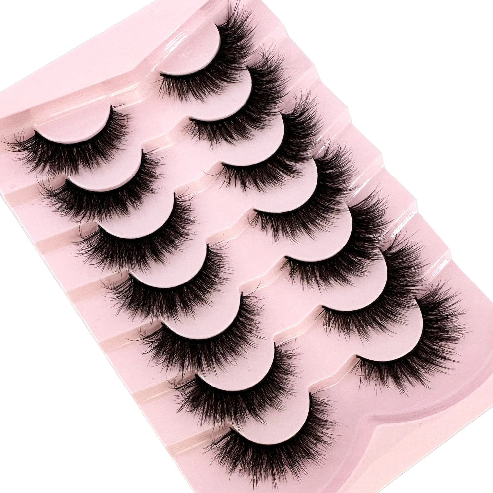 Mink Lashes Natural Look False Eyelashes Wispy Cat Eye Lashes Fluffy 3D Mink Lashes Natural Fake Lashes Strip Lashes Pack 7Pairs