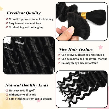 Human Braiding Hair Deep Wave Bulk for Braiding