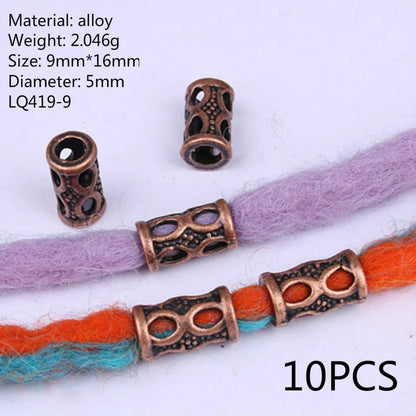 5Pcs/bag Metal Hair Braid Rings Dreadlock Beads Cuffs Tubes 3D Charms Dreadlock Dread Hair Braids Jewelry Decoration Accessories