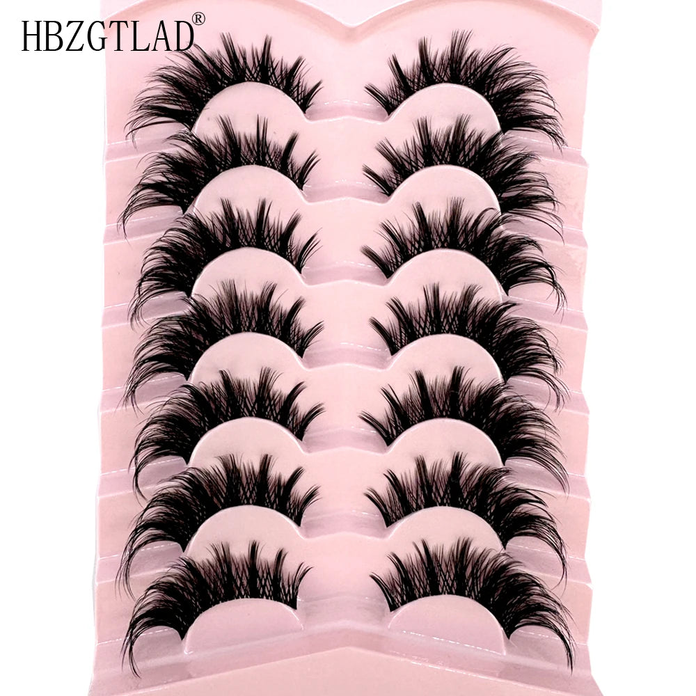 NEW 7Pairs Cat Eye Lashes Faux Mink Eyelashes Natural long Full Strip Lashes Winged End Eye Elongated Fake Lashes Soft Eyelashes