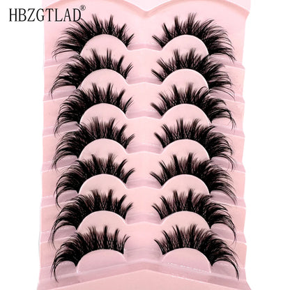 NEW 7Pairs Cat Eye Lashes Faux Mink Eyelashes Natural long Full Strip Lashes Winged End Eye Elongated Fake Lashes Soft Eyelashes