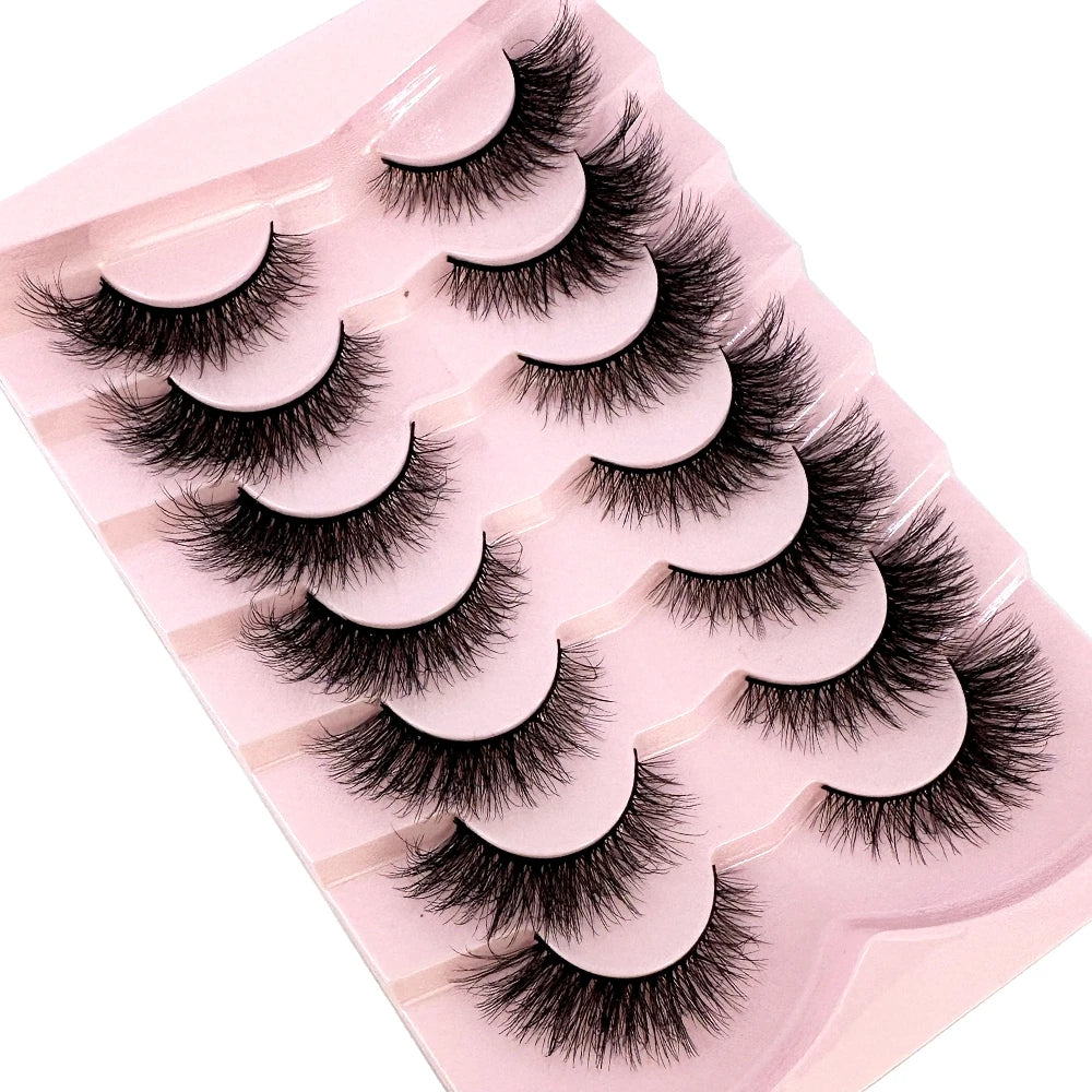 Mink Lashes Natural Look False Eyelashes Wispy Cat Eye Lashes Fluffy 3D Mink Lashes Natural Fake Lashes Strip Lashes Pack 7Pairs
